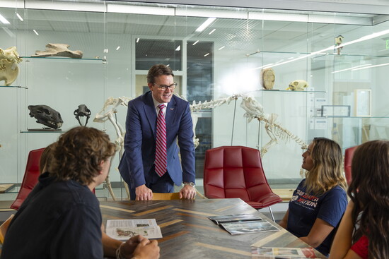 President Smeed with Students