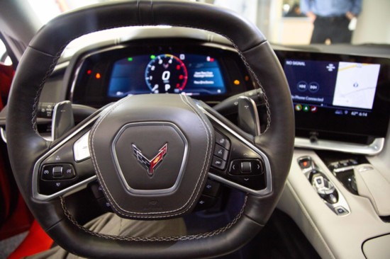 The all-electronic instrument cluster  of the 2020 Stingray keeps the driver in command of the road.