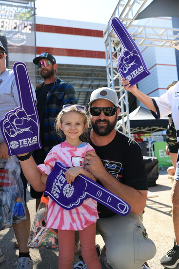 Dad and daughter gearing up for the race.