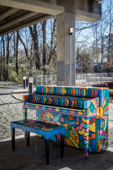 'Max' the piano sits on the Chamblee Rail Trail and is open for play.