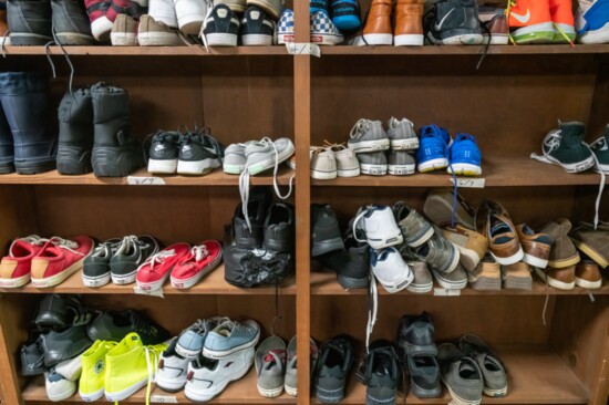 Shoes of all sizes and brands are available for students in need.