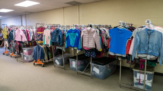 A constantly changing inventory of clothing and outerwear is available for students.