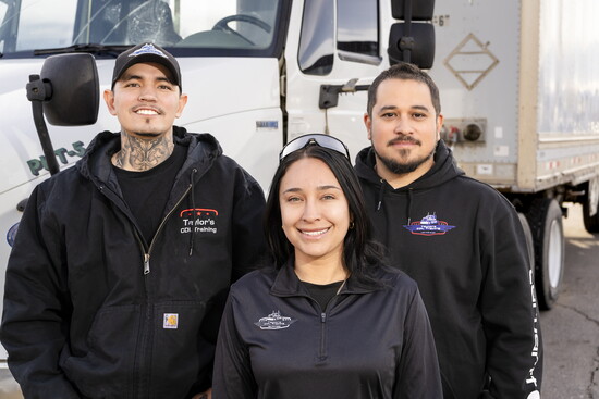 Mark Taylor with instructors Blu Cantu and Chris Womboldt, the team behind Taylor’s CDL Training’s hands-on, student-focused approach.