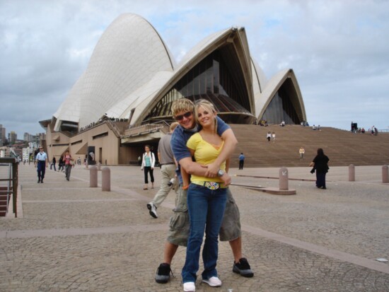 Shawn Nelson with wife Tiffany in Australia.