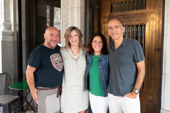 Owners Seamus Loftus, Shawna Engle, Meg and Scott Crosby in front of the bar's eponymous entrance.