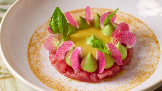 Rock House, one o the newest properties in Turks & Caicos offers delicious  meals at its restaurants and bars. Tuna tartare at Rock House. 