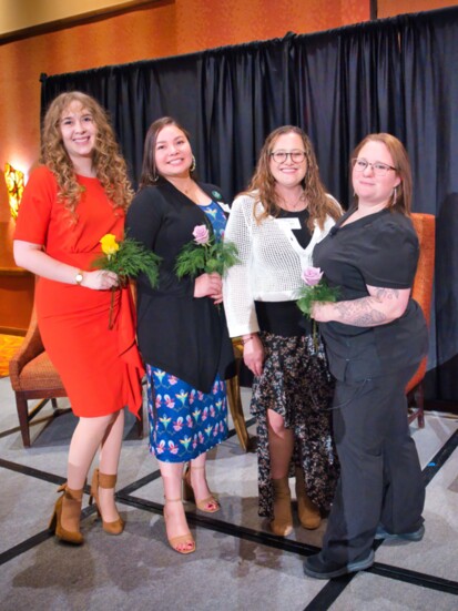 left to right: Cecilia Reynolds, WomenGive Program Manager Delilah Lopez, Hayley Hunt, Tiffany Arredondo WomenGive Recipients