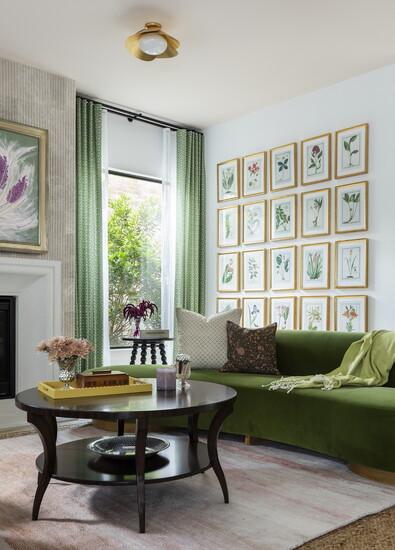 A client ’ s favorite color – green – is the focus of this room designed by Emily Spanos.