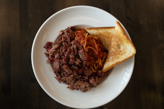 Michelene's special recipe of brisket spaghetti. 