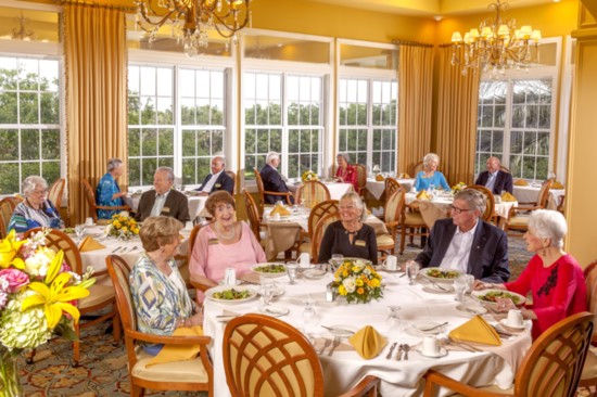 One of the dining rooms at Jacaranda Trace.