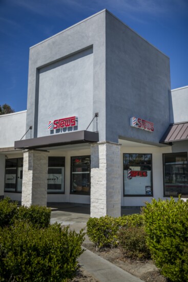 Stewart's Temecula barbershop on Rancho California Road where he still works on weekends.