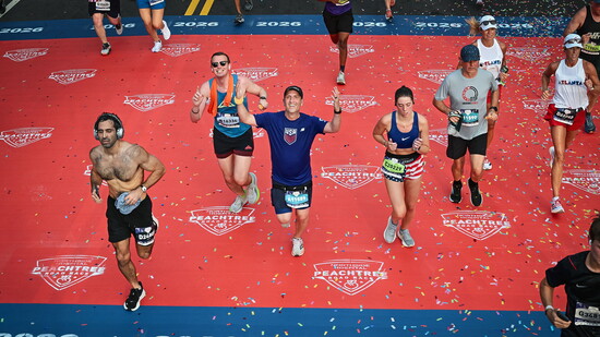 Jason finishing the 2026 Peachtree race