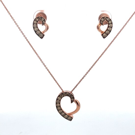 14K rose gold Le Vian pendant and matching earrings set with .40 cts each of carefully-selected Le Vian chocolate diamonds, starting at $1099. 