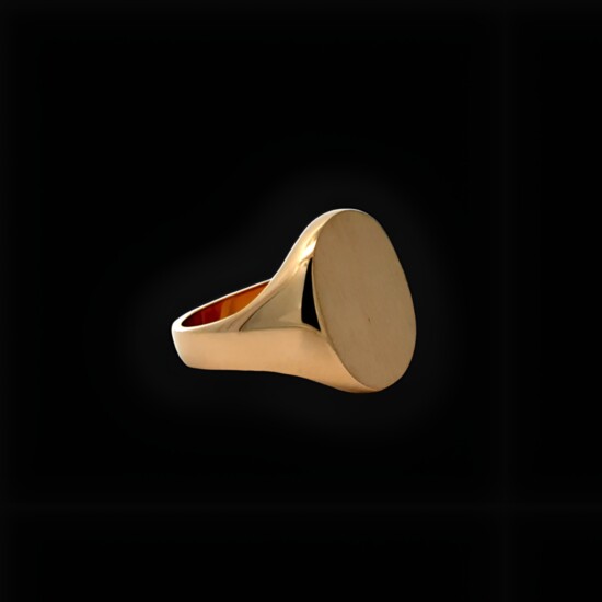 Gold Signet Ring, $2,475 (custom engraving available).