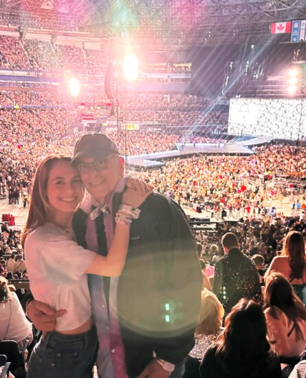 With daughter Lucie at Taylor Swift's concert.