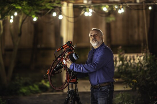 Astrophotographer Joey Trotz pictured with one of several imaging rigs he uses to capture stunning images of our night sky. 