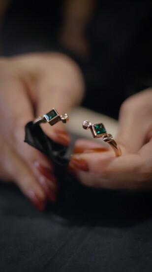 Paloma Lab-Grown Emerald Cuff in Rose Gold