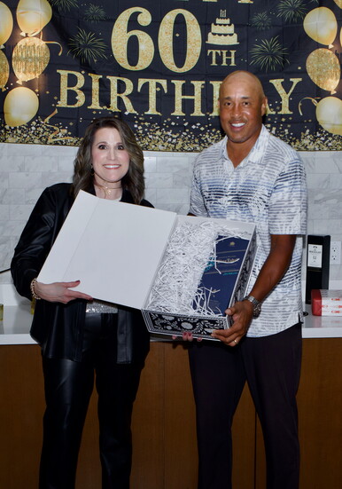 John's fav drink of choice? Johnny Walker Blue. Presented by John Starks Foundation Executive Director, Jennifer Alpert.