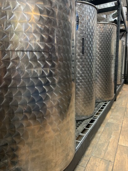 The stainless steel vats at The Wine Barrel were imported from Italy.