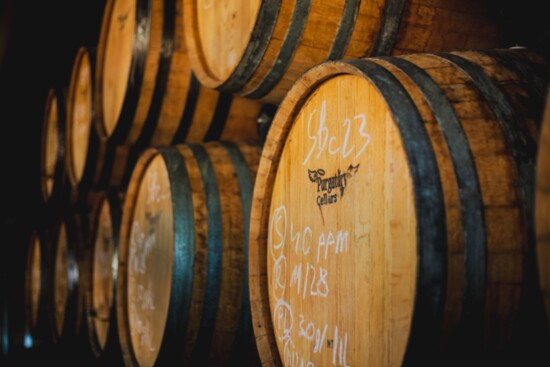 Purgatory Cellars Winery ages their wine in oak casks for up to three years.