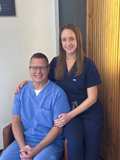 Dr. Aaron Warnock, DPM, AACFAS, and Brittni Warnock, practice manager