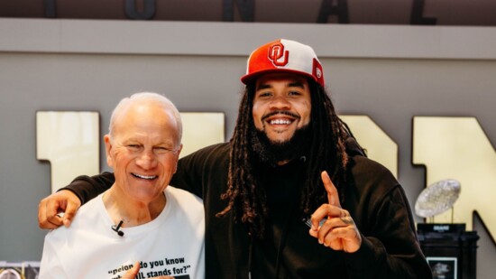 Breathe Clothing founder Anthony Grimes and legendary University of Oklahoma and Dallas Cowboys Coach Barry Switzer