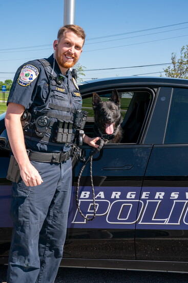 Bargersville patrol officer Joshua Wheat and K9 officer Chase: "The police department's glad he’s part of our team, but I’m thrilled to have him as family."