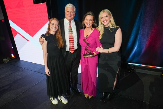 Haley, Lance, Kathy and Hannah Nelson at the Chamber of Commerce dinner where Kathy was named Kansas Citian of the Year. Photo courtesy of Visit KC