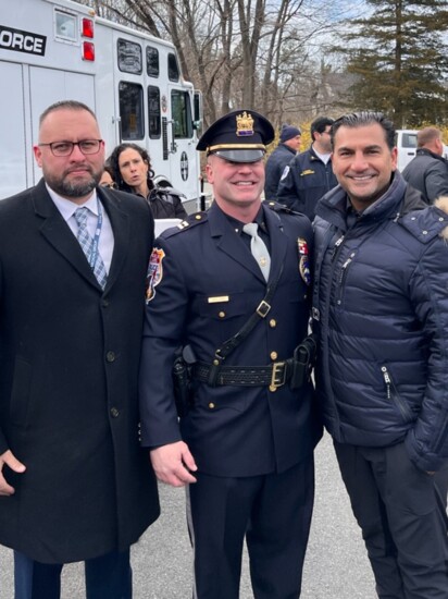 Paul Marin, Bob Lyon, and Dr. Kayal upon Bob's retirement from the Franklin Lakes Police Department