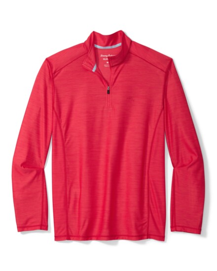 Palm Coast IslandZone Half-Zip Sweatshirt – $128 in Pink Plumeria