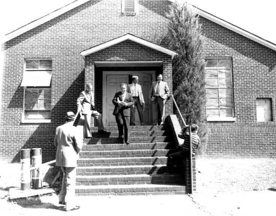 This brick building was the church sanctuary starting in 1952