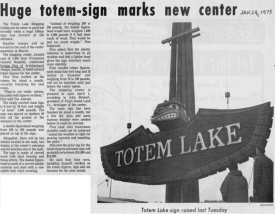 1973 Eastside-Journal newspaper article on the sign.