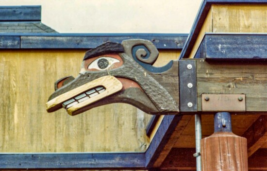 More examples of the Coastal Salish Native inspired art used as signage and other architectural details in the original and upper Totem Lake malls.