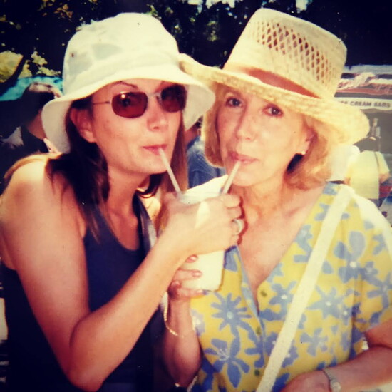With her mom, who lived in Westport until 2005.
