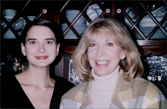 With her mom. 