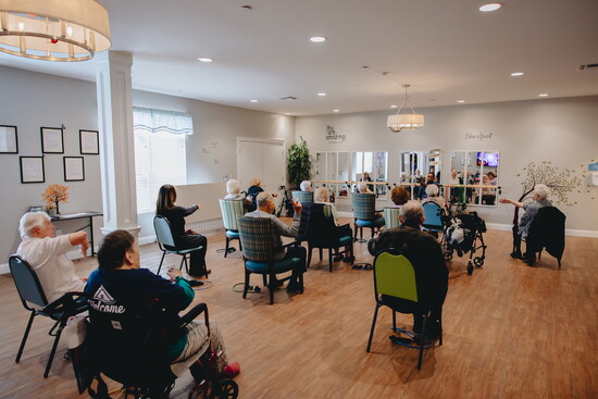 Gary leads a stretch and balance class