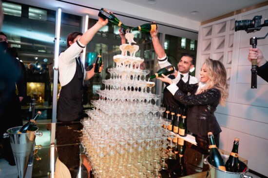 Popular champagne tower.