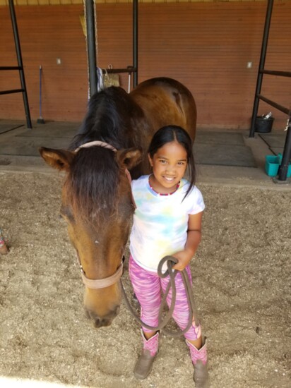 This gentle horse nuzzled up to a camper named Cordelia.