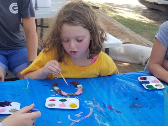 Some campers were quite focused on their horseshoe craft projects at Camp Cadence.