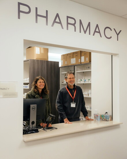 Volunteer pharmacists, Terrie Koehler and Bob Pump