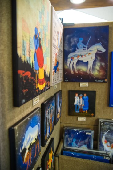 Art pieces on display at the Vault Gallery.