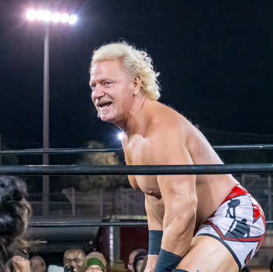 Jeff Jarrett is all smiles after defeating his opponent during the 2025 All-Star Slam in Hendersonville.