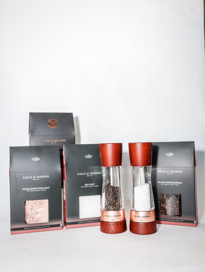 Cole and Mason specialty salts and peppers