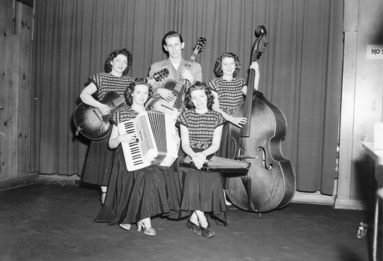 The Carter Family and Chet Atkins, late 1940s (Joe Parrott Photograph Collection, KHP)
