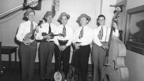 Flatt and Scruggs and Foggy Mountain Boys, late 1940s (Joe Parrott Photograph Collection, KHP)