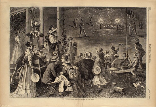 Charles Green Bush, Fire-Works in the Country, 1869, wood engraving on paper. Clark Art Institute. ClarkArt.edu.
