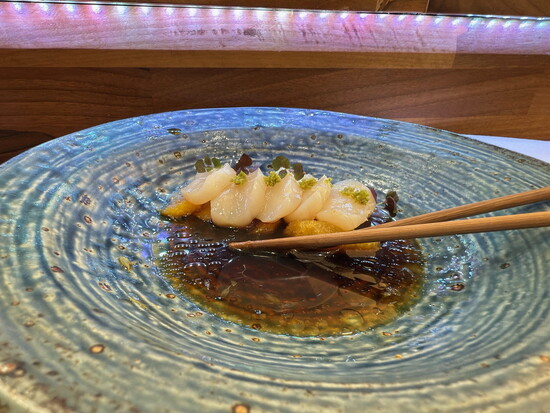 The Hotate Crudo: scallop, orange, and ponzu.