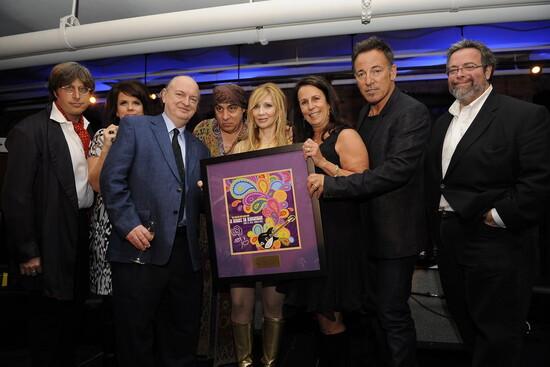 Steven and Maureen VanZandt receiving honors at the 2010 KACF benefit. L-R Michael Solomon, Sasha Carr, Dave Marsh, Steven, Maureen, Barbara Carr, Bruce Springs