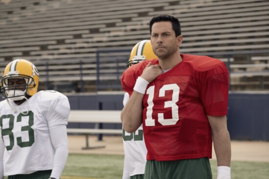 Zachary Levi on the field during the movie. Photo by Michael Kubeisy/Lionsgate