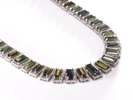 Green Tourmaline and Diamond Necklace by Sara Hanna @atlphotos 